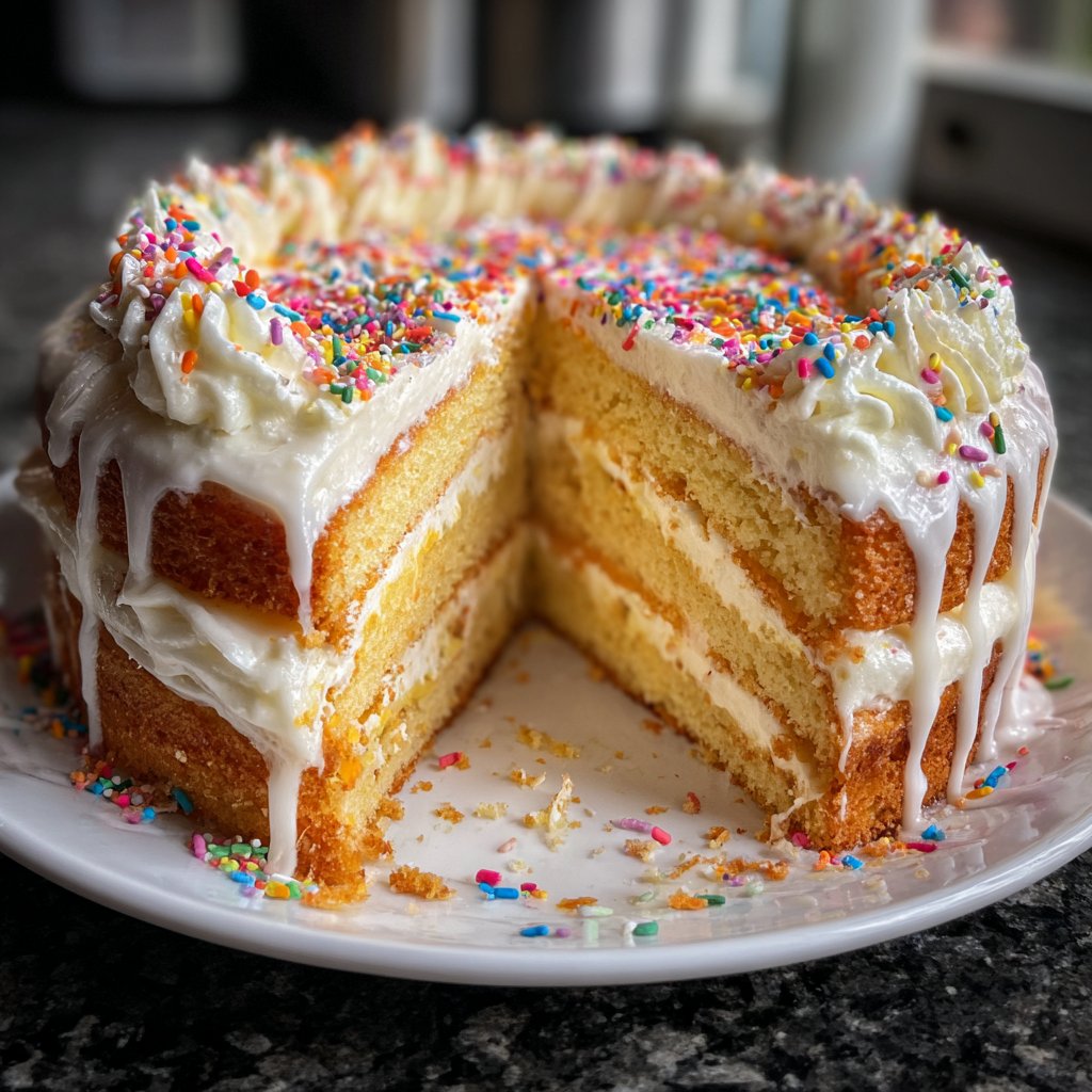 Geburtstagskuchen mit Vanillecreme