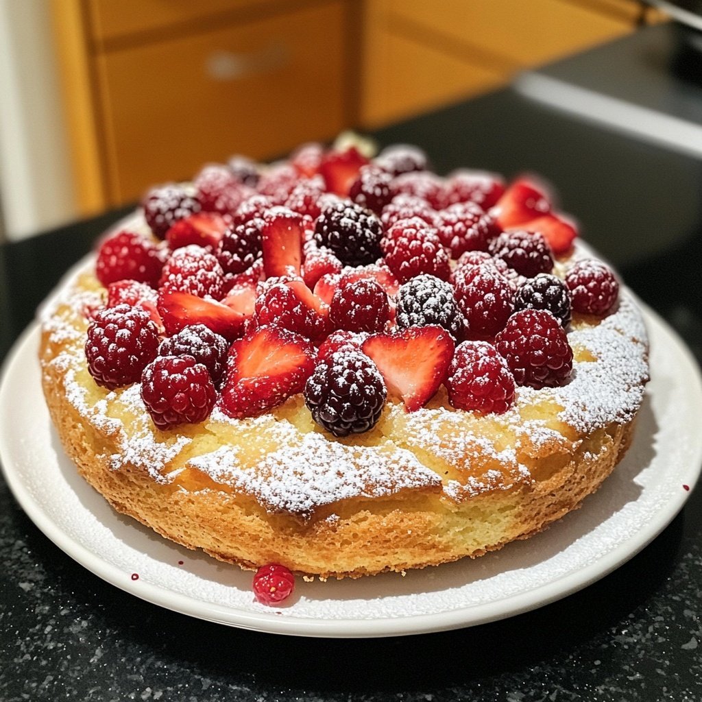 Zitronenkuchen mit Beeren