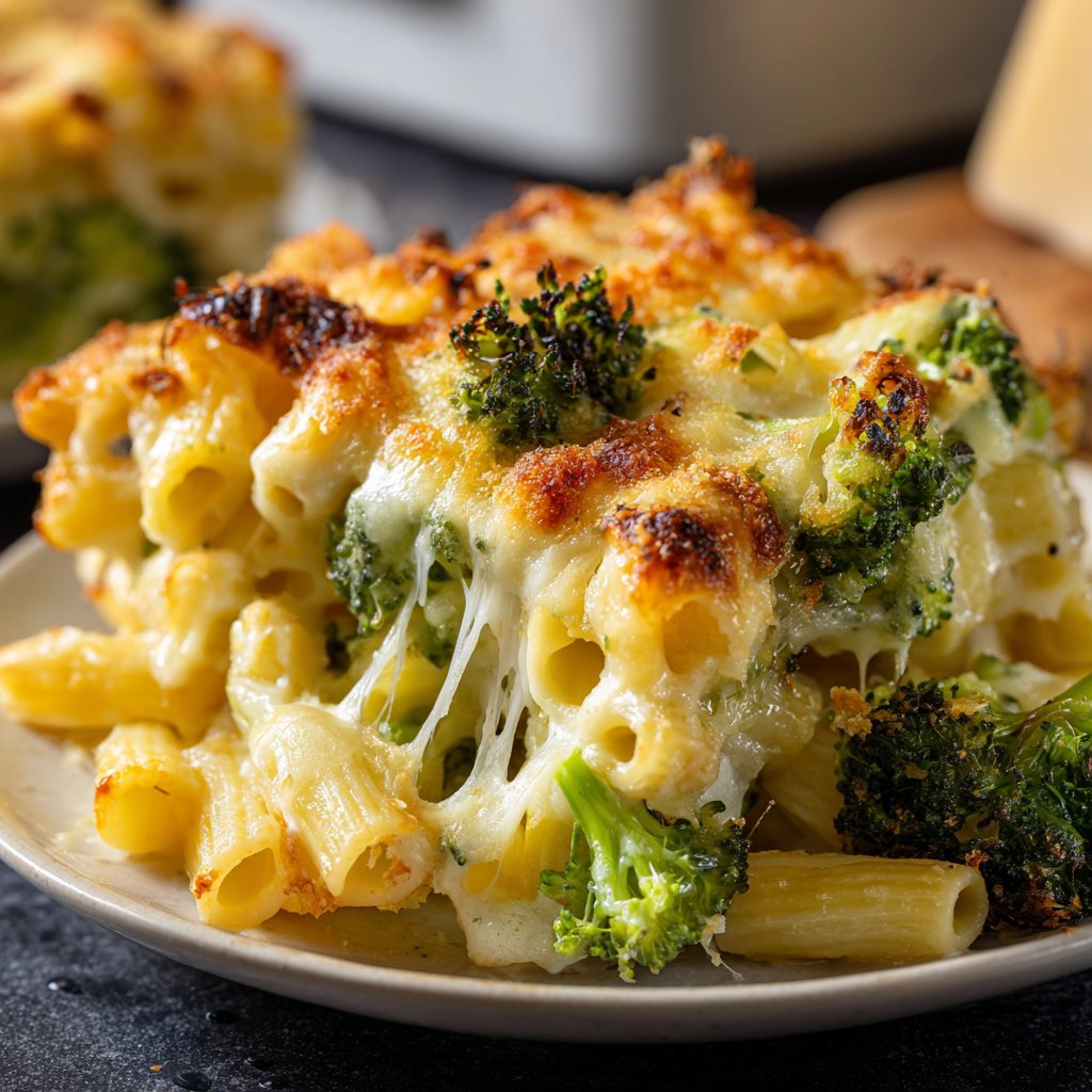 Vegetarischer Nudelauflauf mit Brokkoli