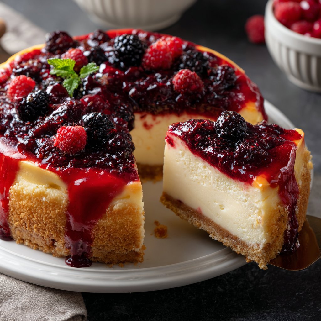 Käsekuchen mit Fruchtspiegel