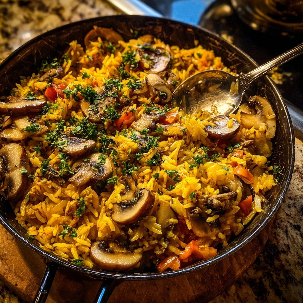 Paella mit Pilzen