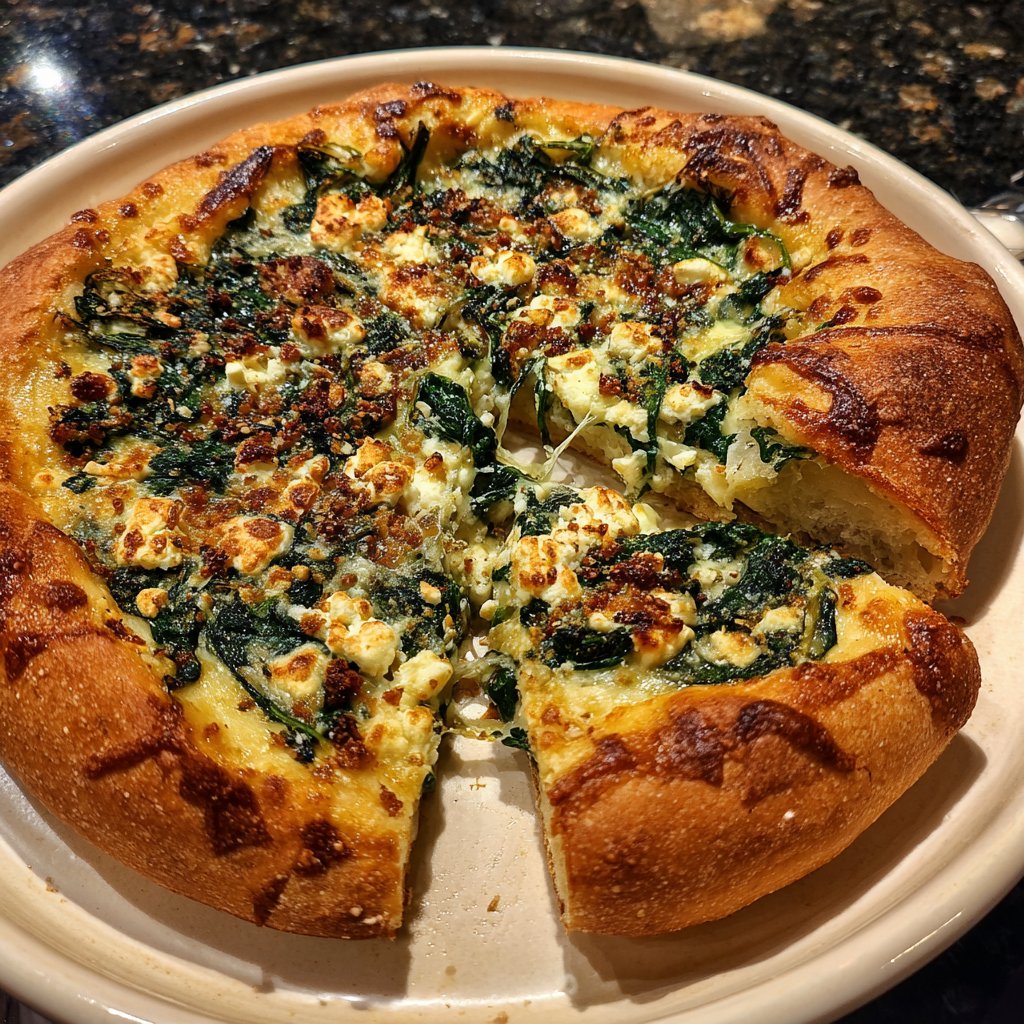 Pizza mit Spinat und Feta