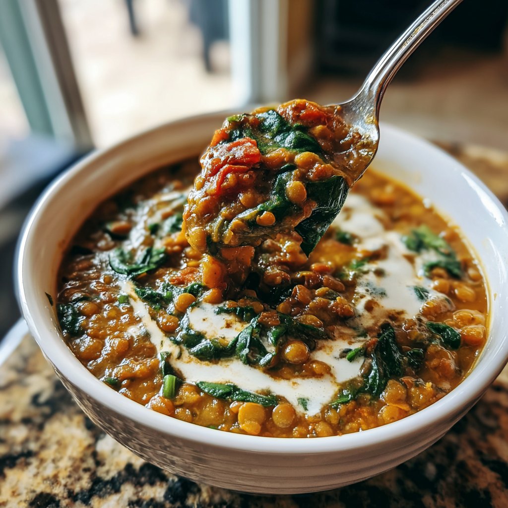 Linsensuppe mit Spinat