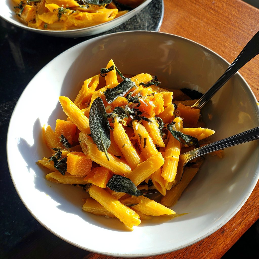 Penne mit Kürbis und Salbei