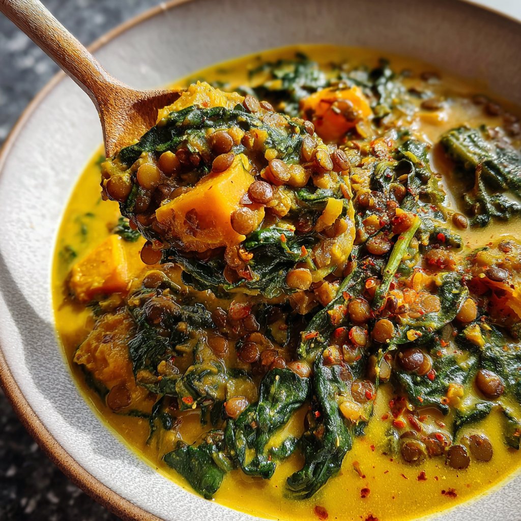 Vegetarisches Abendessen mit Linsencurry